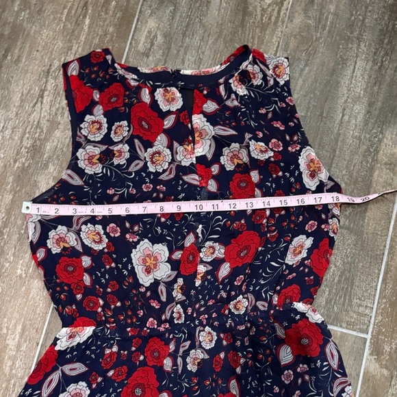 Greylin Navy and Red Floral Silk Mini Dress - Picture 12 of 13